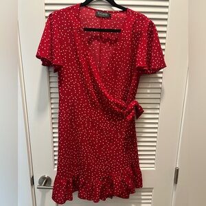 Red Polka Dot Wrap Dress
